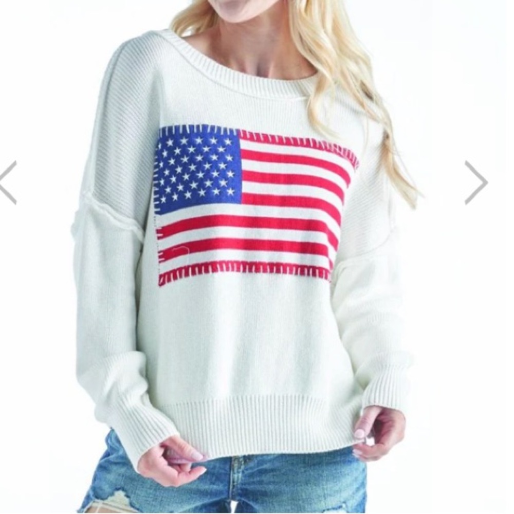 Simply Southern  /  USA Crewneck Sweater in White